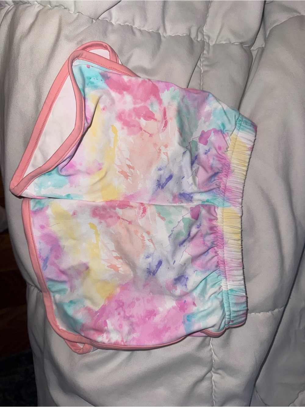 Kids Tie-Dye Pastel Athletic Shorts - Pink Trim